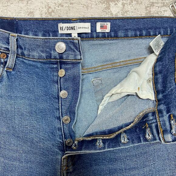 Re/Done Originals High Rise Ankle Crop Stretch Jeans in Mid 90's - Picture 3 of 6